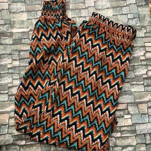 Linda Michael Multicolor Chevron Print Jogger Pants Sz M